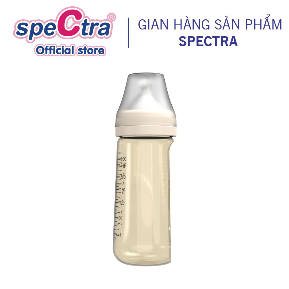 Bình sữa PPSU cổ rộng Spectra 260ml kèm núm ti size M/L/XL HÀN QUỐC