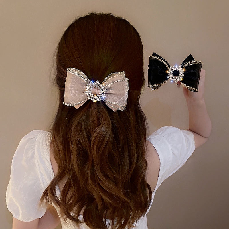 Kẹp Tóc Hình Nơ Đính Đá Lấp Lánh Sang Trọng Cho Nữ