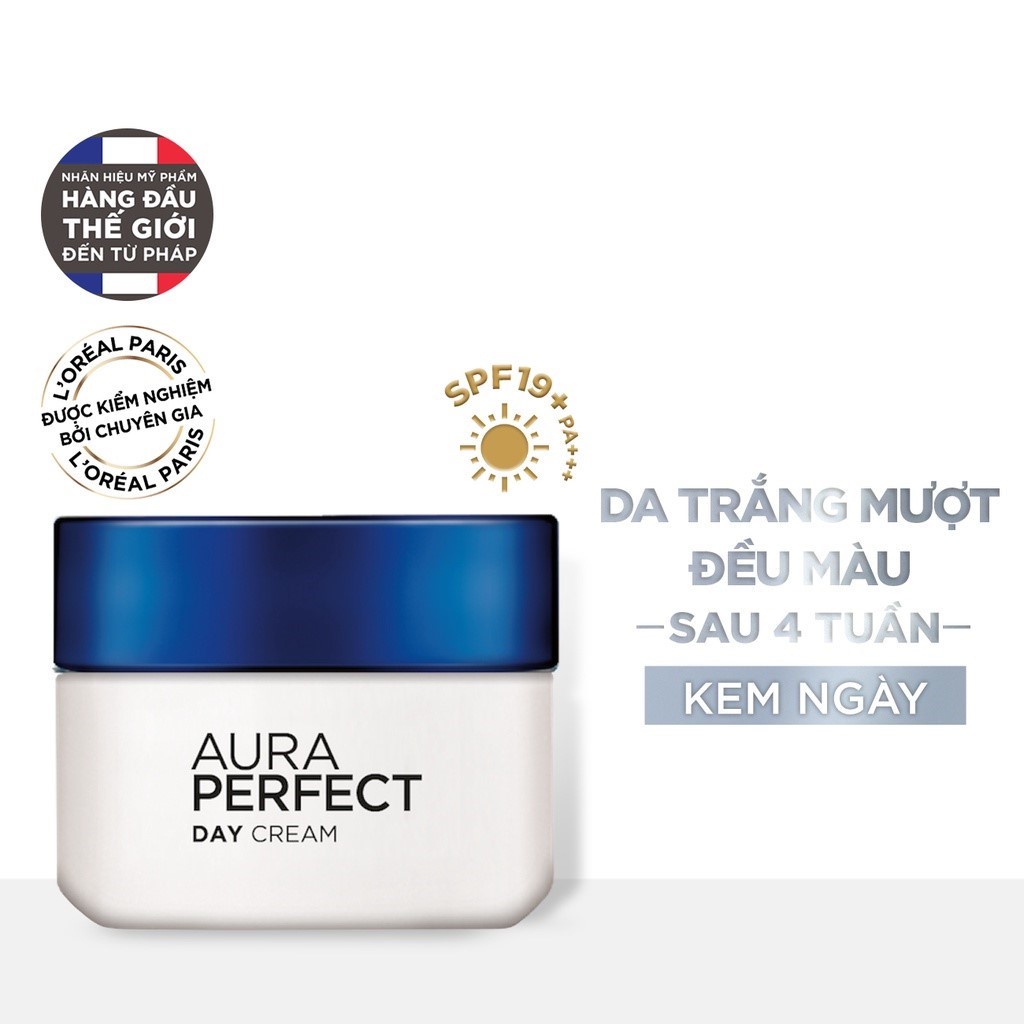 Kem Dưỡng L’Oreal Paris White/ Aura Perfect Day Cream Loreal dưỡng trắng da vitamin ngày SPF17 PA++ 50ml