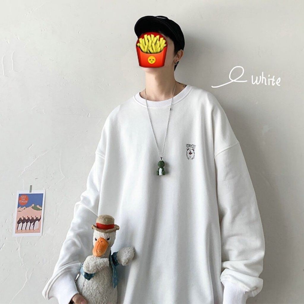 ÁO SWEATER NAM CHẤT VẢI NỈ UNISEX THIẾT KẾ IN HÌNH MẶT GẤU TRƯỚC VÀ SAU CỰC ĐẸP