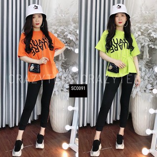 Sét bộ áo form rộng phối quần lừng ôm thể thao TTSA0192