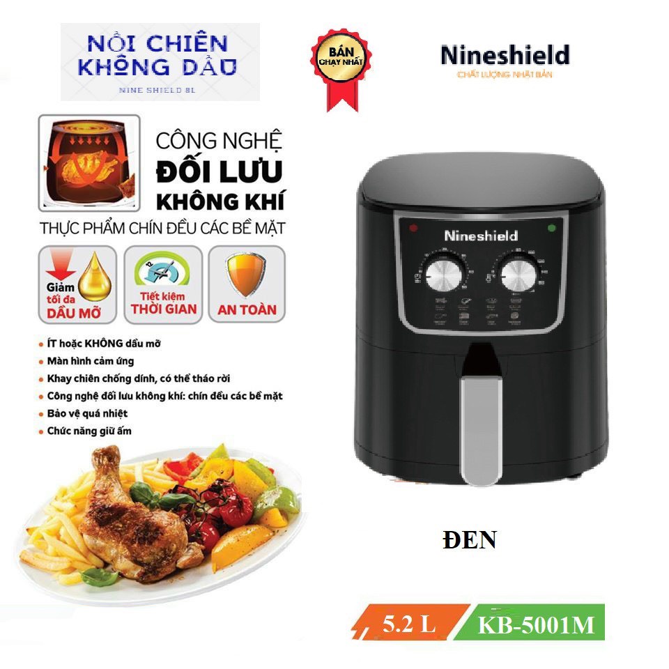 Nồi chiên không dầu NINE SHIELD 8L điện tử siêu to khổng lồ [BH 2 năm]