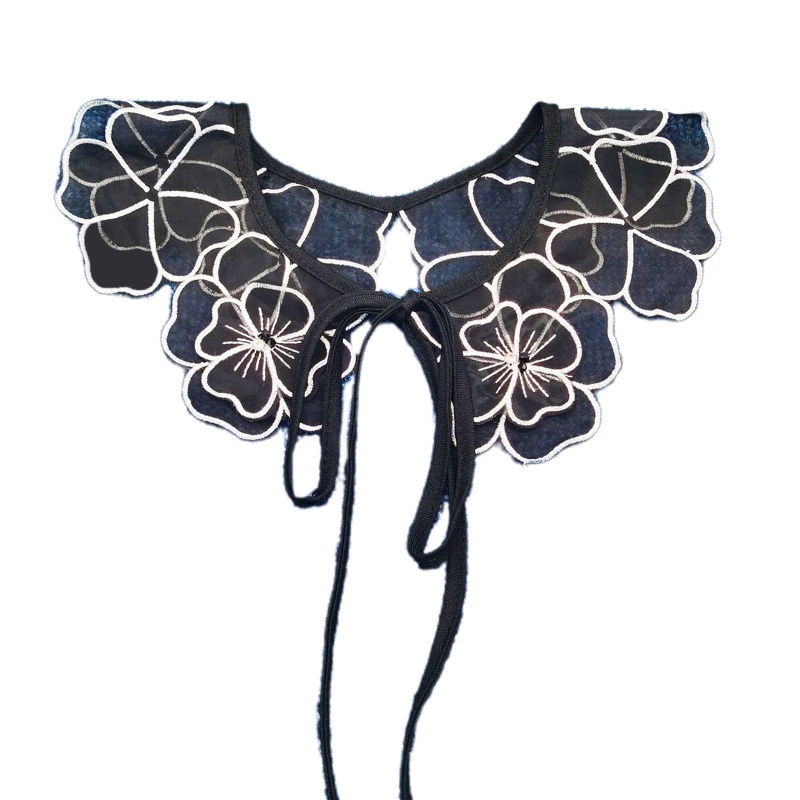 Cổ Áo Rời Nửa Cổ Phối Ren Hoa Có Thể Tháo Rời Cho Nữ