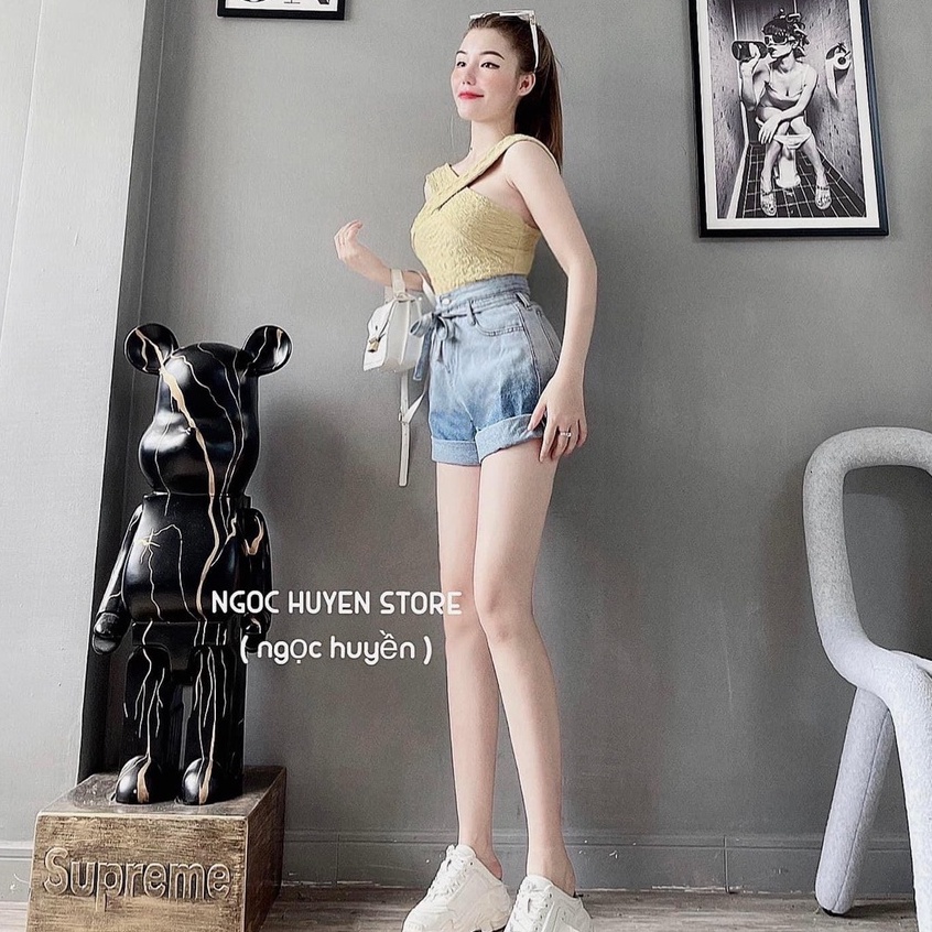 quần short jean nữ. quần ngố jean nữa gấp gấu loang 2 màu mã mới