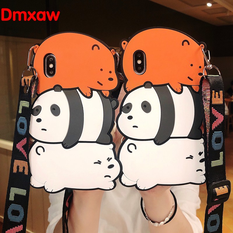 Ốp điện thoại hình gấu có dây đeo dễ thương cho OPPO REALME C15 C11 6 6I 5 3 X50 X2 PRO 5I 5S C3 X3 SUPER ZOOM XT