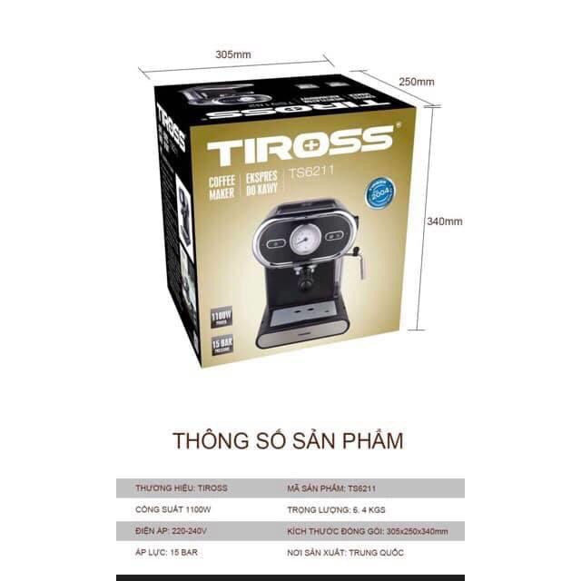 [Tiross123] Máy Pha Cà Phê Tiross TS6211,15 bar Tặng Máy Xay Cà Phê TS530, sản phẩm chính hãng, bảo hành 12 tháng