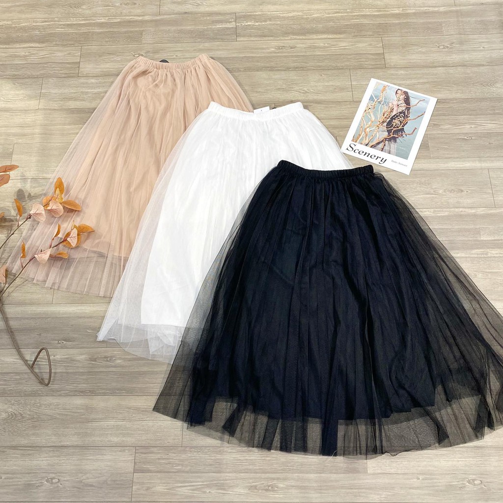 [Mã FADIRECT20 giảm 20K đơn 150K] Chân váy dài lưới dập ly | BigBuy360 - bigbuy360.vn