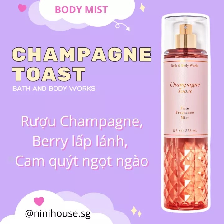 Body mist, Xịt thơm toàn thân A Champane Toast 236ml Cực Thơm, Sang Trọng