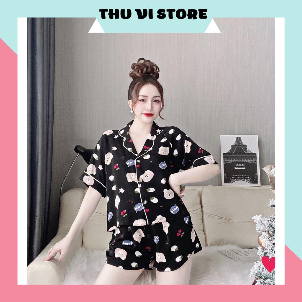 Bộ Ngủ Pijama, Đồ Lụa Mặc Nhà Áo Tay Ngắn  Hoa Văn Quần Sọc Chất Lụa Hoa Văn , Nhiều Màu Form Dáng Rộng Rãi Thời Trang C | BigBuy360 - bigbuy360.vn