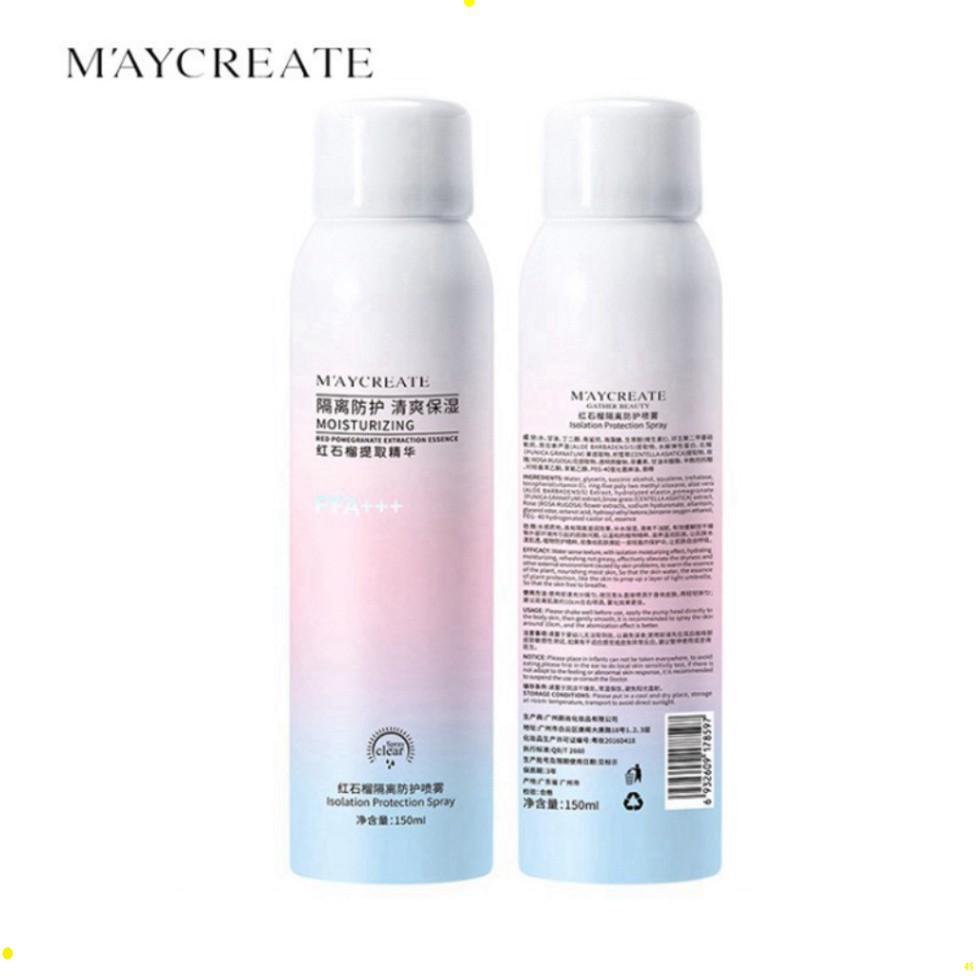 Xịt Chống Nắng Trắng Da Maycreate 150ml Spf35 Che Khuyết Điểm - Hàng Nội Địa Trung Chính Hãng