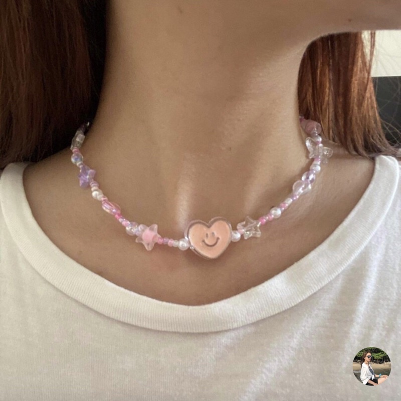 Vòng cổ hạt trái tim hoa cúc daisy nhiều màu lấp lánh rực rỡ