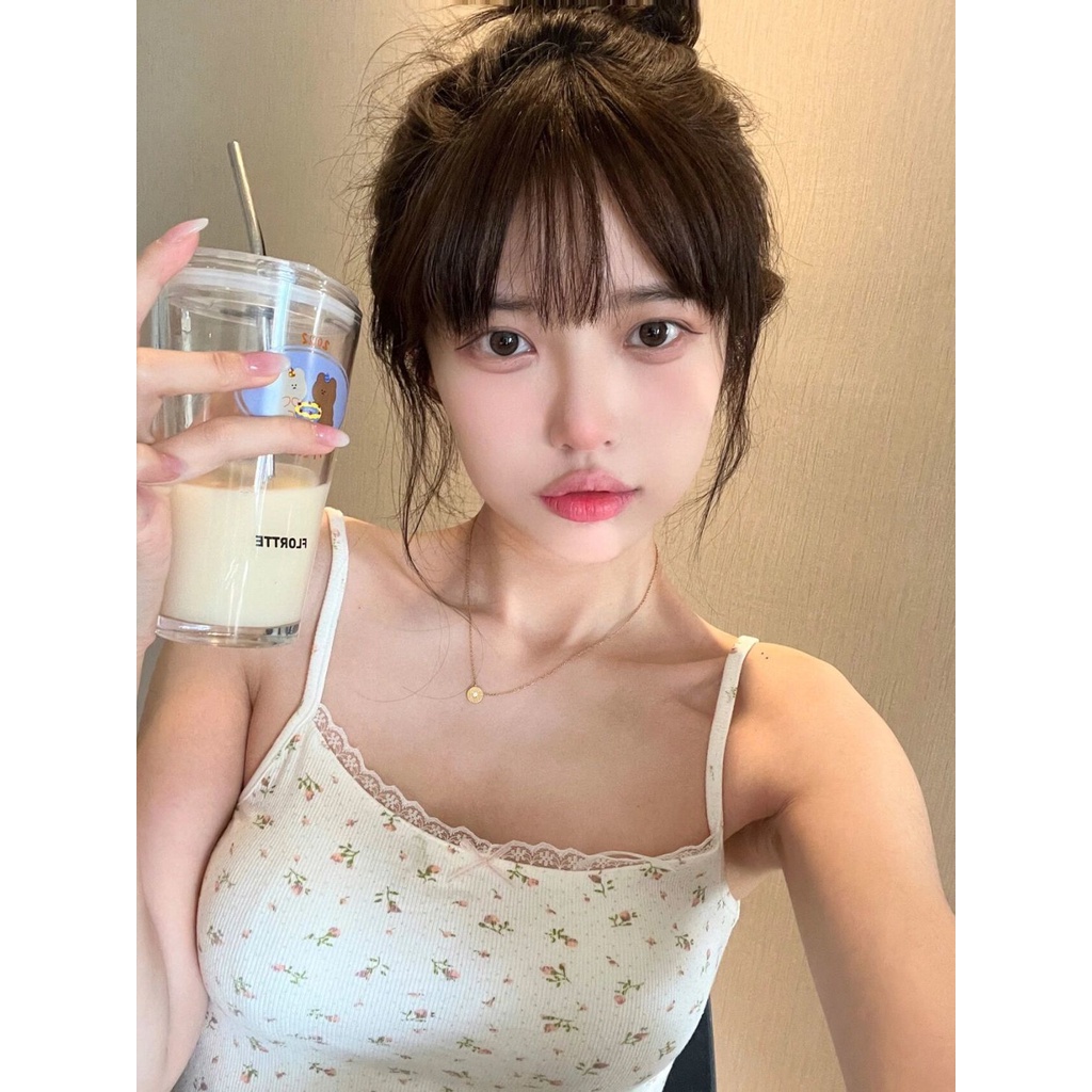 Bộ Đồ Ngủ Áo Hai Dây Phối Quần Dài In Họa Tiết Gấu Và Quần Tươi Mới Thời Trang Mùa Hè Cho Nữ