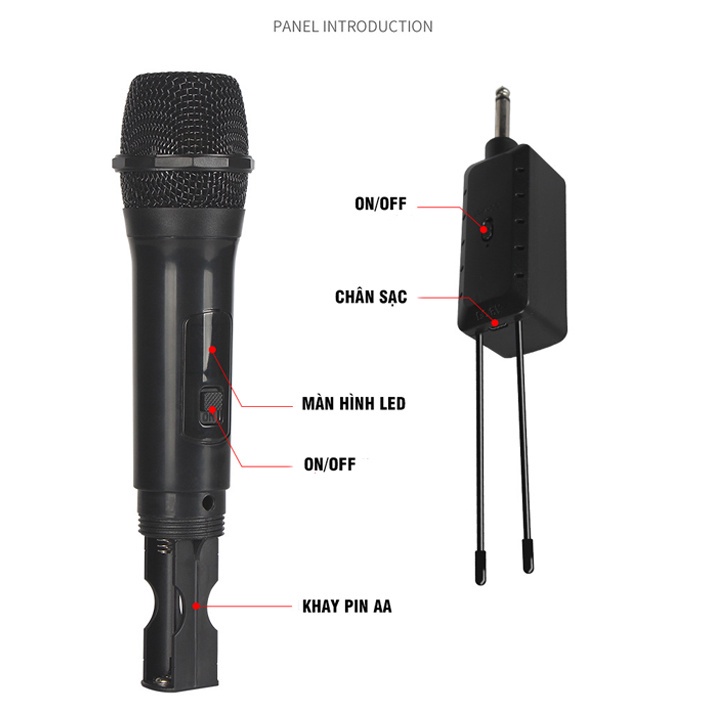 [HỎA TỐC]Micro Không dây Karaoke ONTEKCO MV02 Cao cấp, Dùng cho Amply gia đình, Loa kéo, loa xách tay