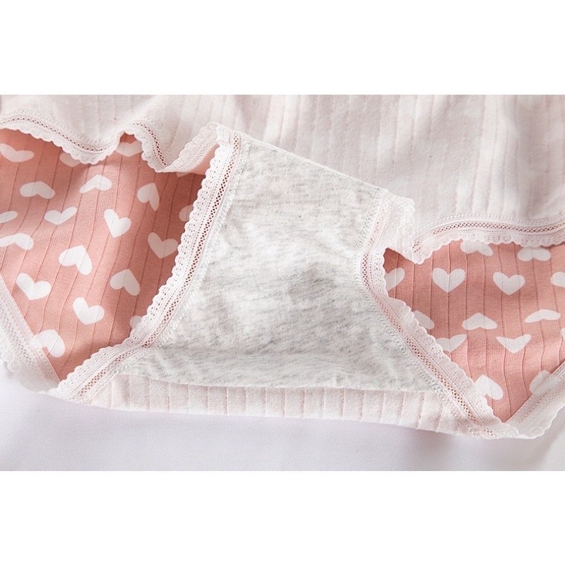 Quần Lót Cotton Tăm Co Dãn 4 Chiều Tim Hồng