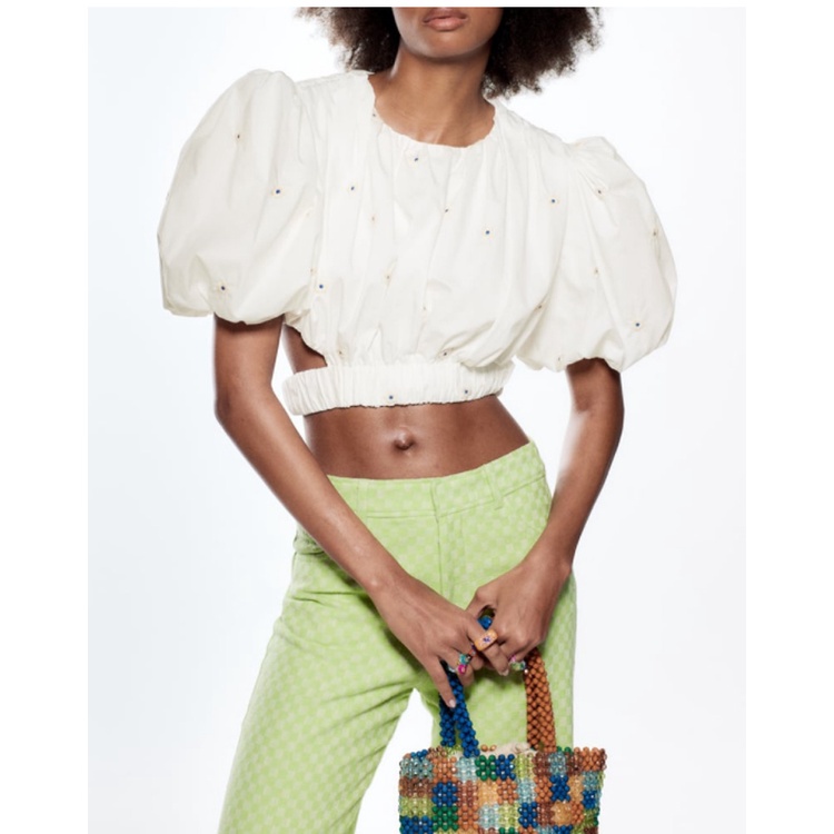 Zara Áo Sơ Mi Ngắn Tay Thêu Họa Tiết Thời Trang Mùa Hè Trẻ Trung 2320019Áo blouse