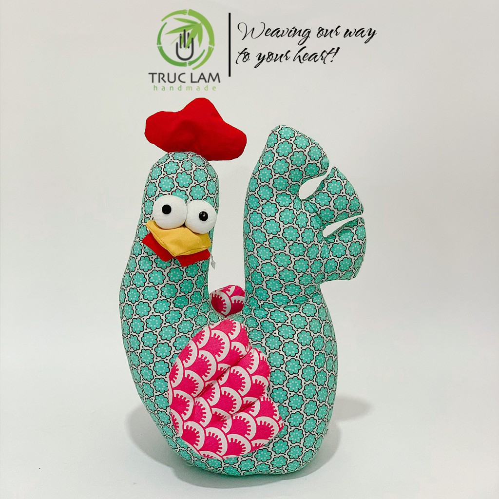Đồ Chơi Cho Bé Thú Nhồi Bông Hình Con Gà Trống Vải Hoa Bông Gòn Cao Cấp Size Nhỏ - Trúc Lâm Handmade