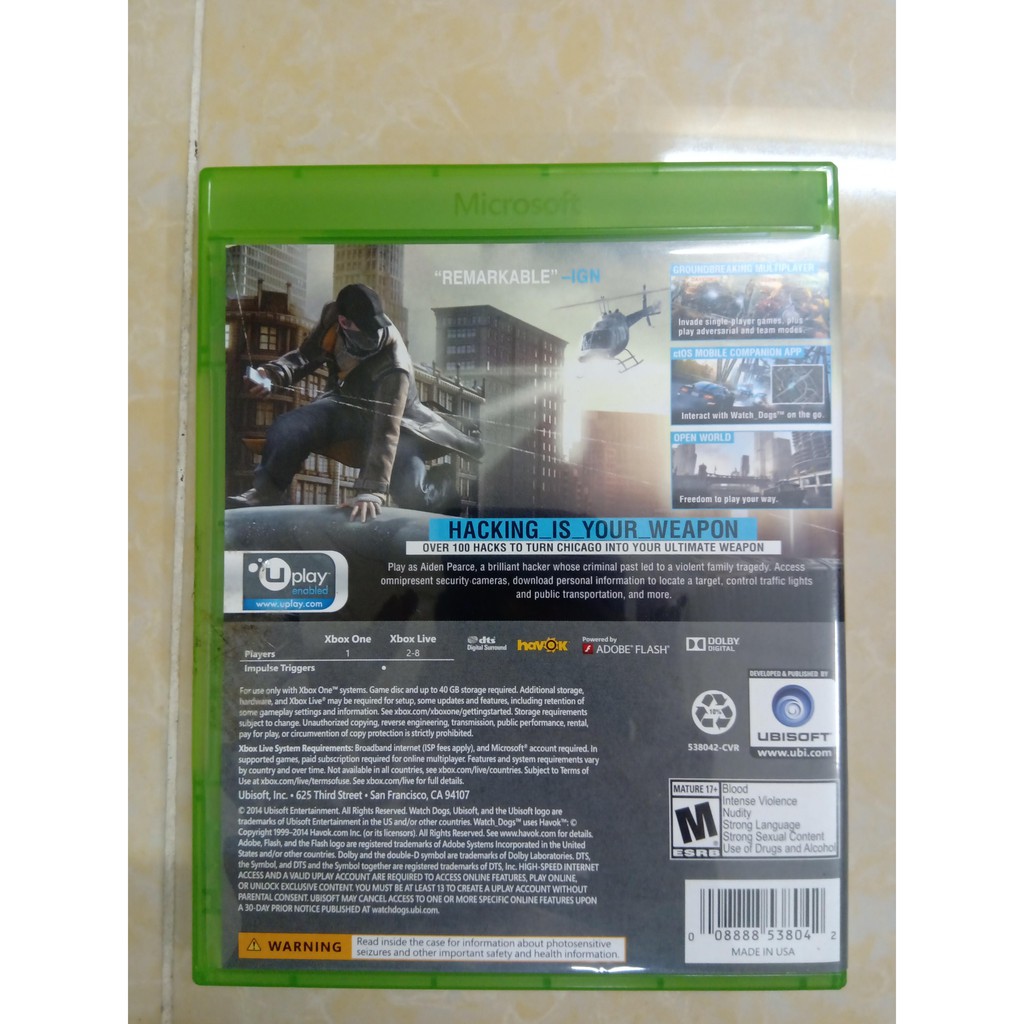 Đĩa game Xbox One Watch Dogs 1