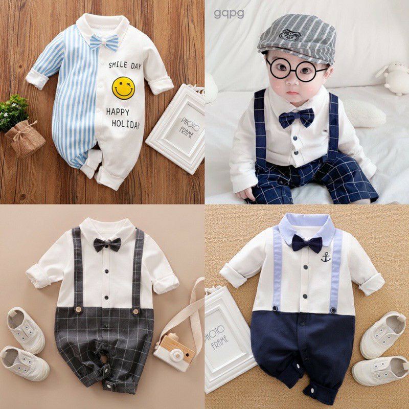 Bộ Body quần áo trẻ em dài tay Công Tử cotton cho Bé Gái Bé Trai từ 5-13kg