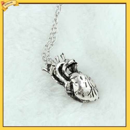ATH_Men Retro 3D Anatomical Human Hollow Heart Pendant Necklace Punk Chain