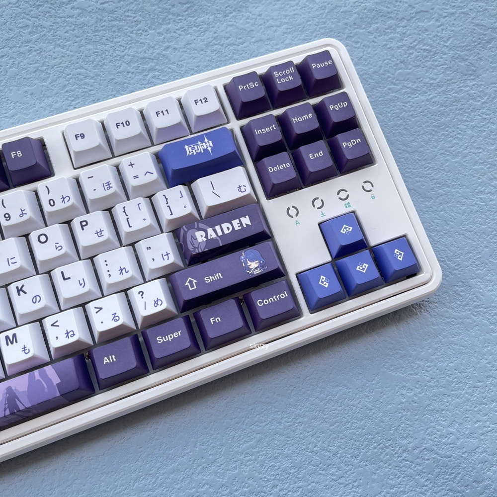 133 Phím Raiden Shogun Keycaps Cherry Profile Genshin Impact Beelzebul Anime PBT DYE SUB Bàn phím cơ Keycap