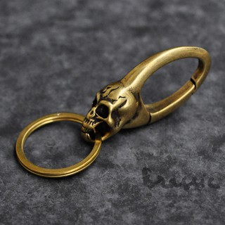 Móc chìa khóa đồng thau đúc đặc hình đầu lâu đeo đỉa quần MK04