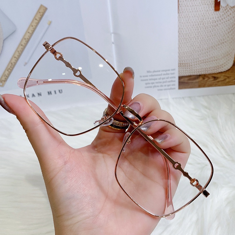 Mắt kính gọng kim loại hình tròn chống tia bức xạ thời trang retro Hàn Quốc