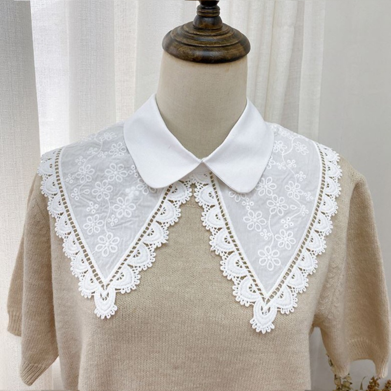 Cổ Áo Sơ Mi Giả Phối Ren Hoa Màu Sắc Xinh Xắn Cho Nữ