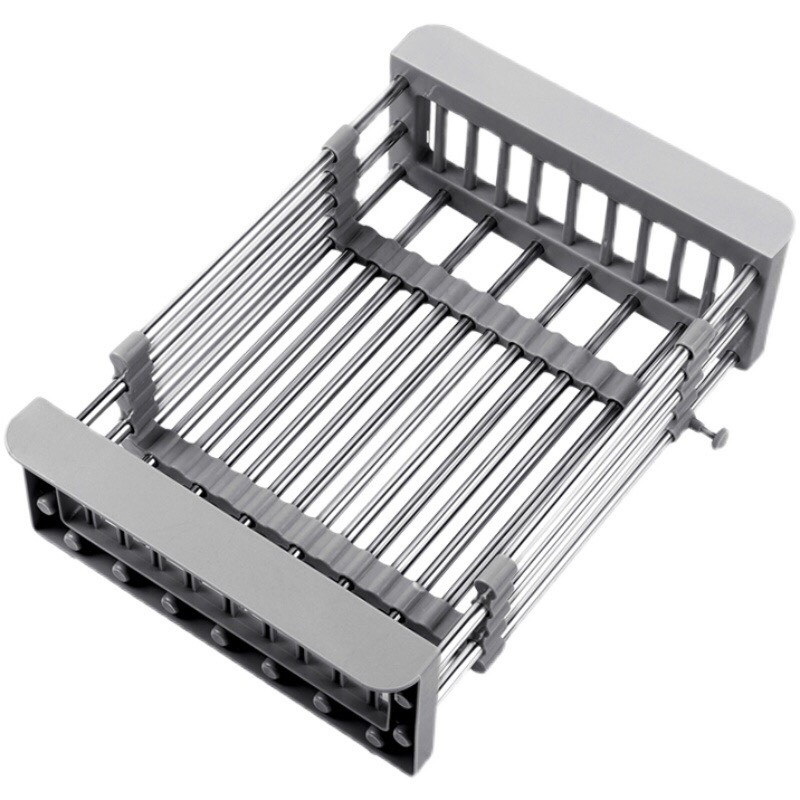 Khay Đa Năng Gác Chậu Rửa Chén - Rổ Kệ Inox Đa Năng Co Giãn - Rửa Rau, Trái Cây, Úp Chén Tiện Lợi- { H }