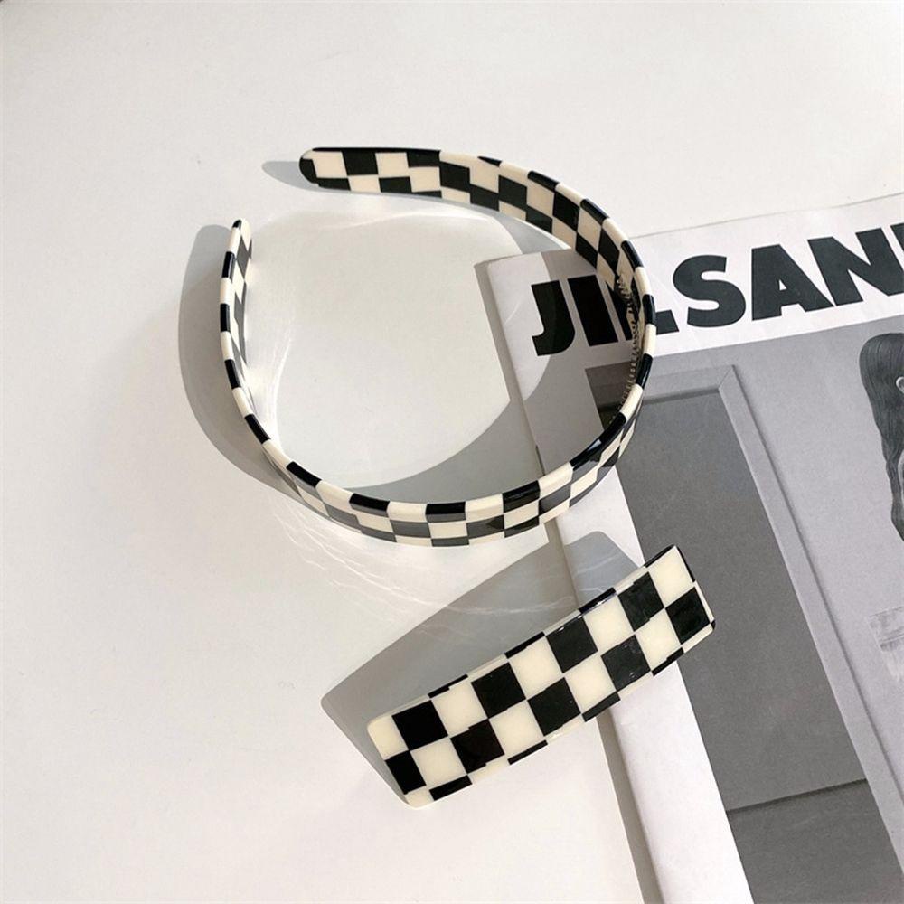 Kẹp Tóc Hình Chữ Nhật Họa Tiết Caro Phong Cách Hàn Quốc Thanh Lịch Cho Nữ