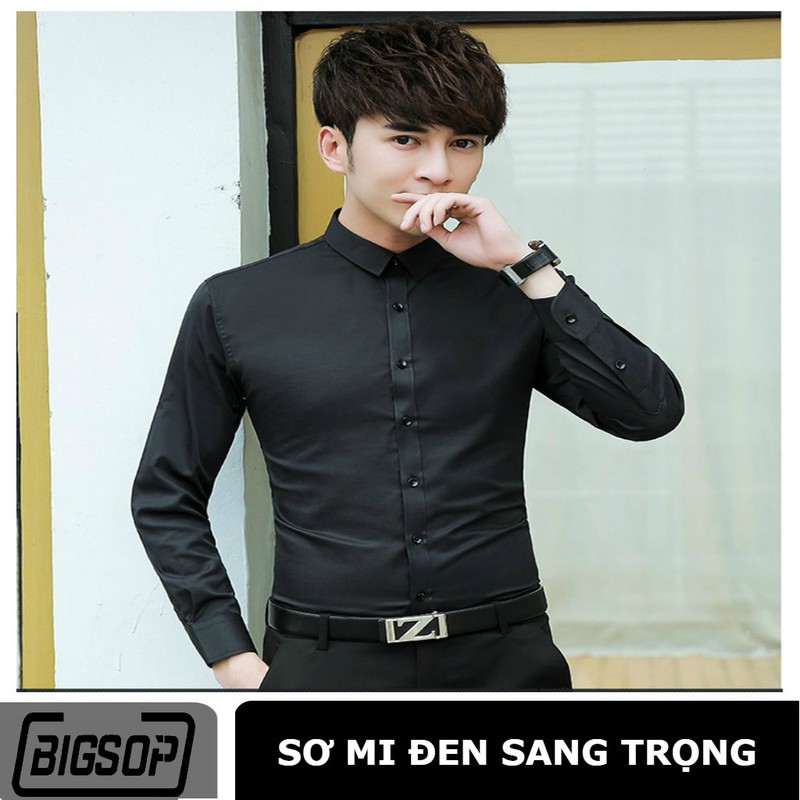 Áo sơ mi Nam bigsop dài tay màu đen