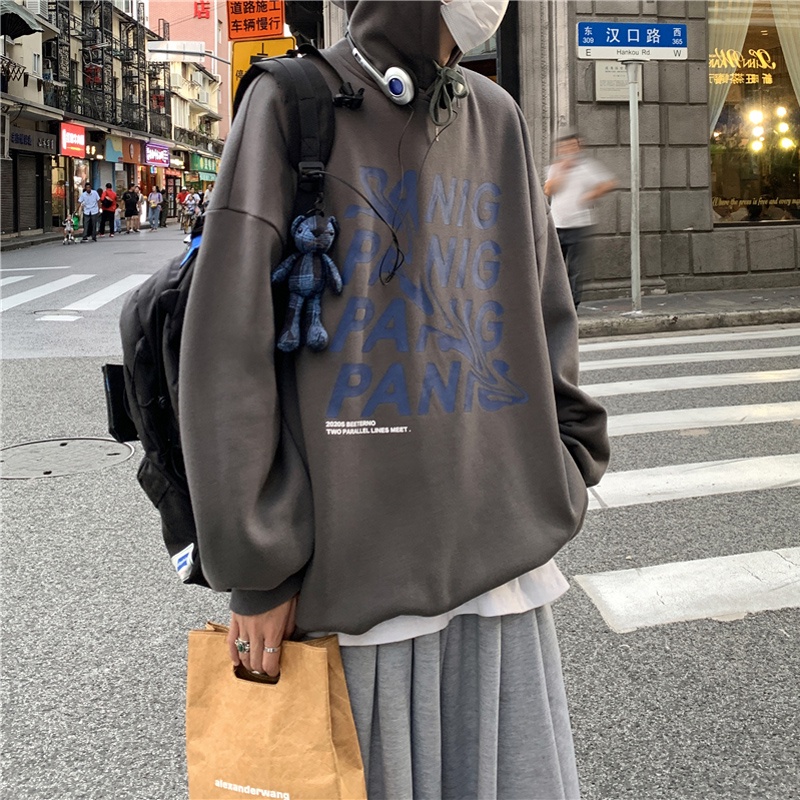 Áo hoodie tay dài dáng rộng in chữ thời trang mùa đông cho nam size M-2Xl