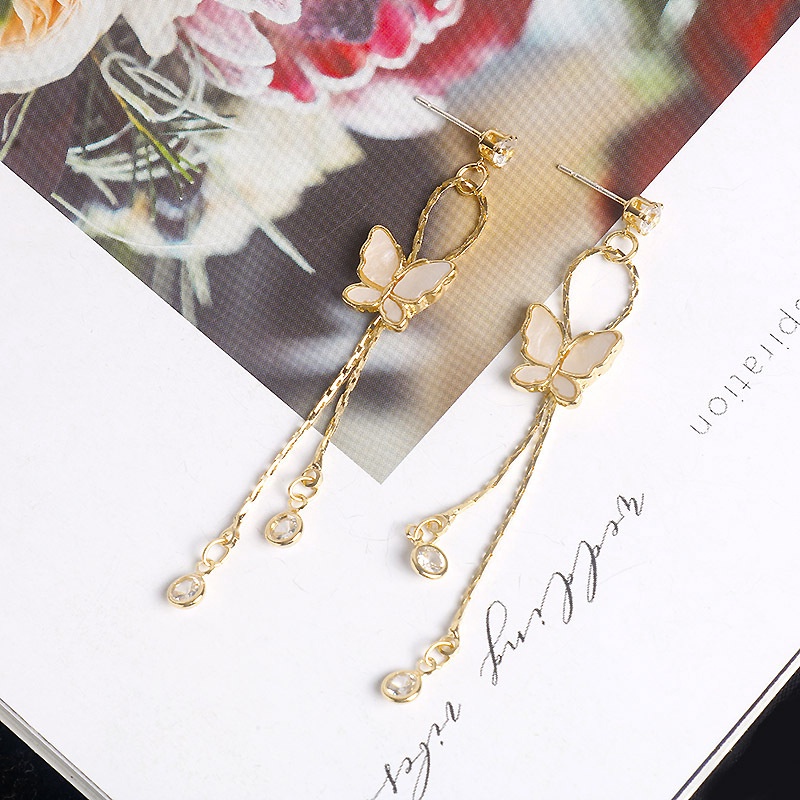 Đôi khuyên tai mạ bạc 925 dễ thương hình bướm xinh xắn