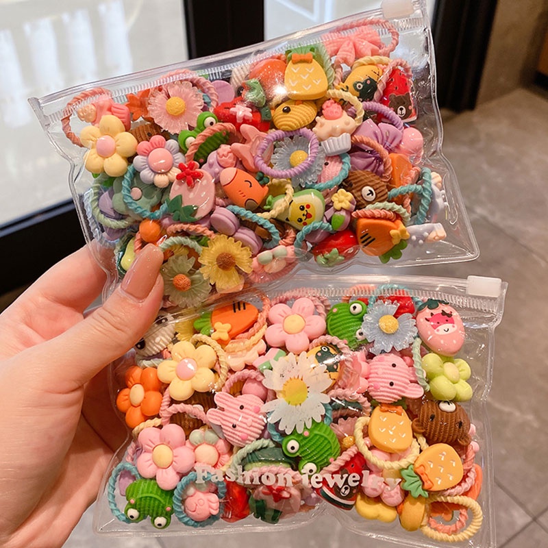 Dây Buộc Tóc Cao Su Co Giãn Tốt Không Đau Thiết Kế Dễ Thương Cho Bé Gái