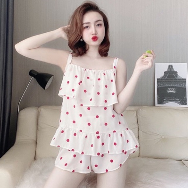 Bộ Váy Ngủ Nữ SOJUN Vải Mango 2 Tầng Dưới 65Kg