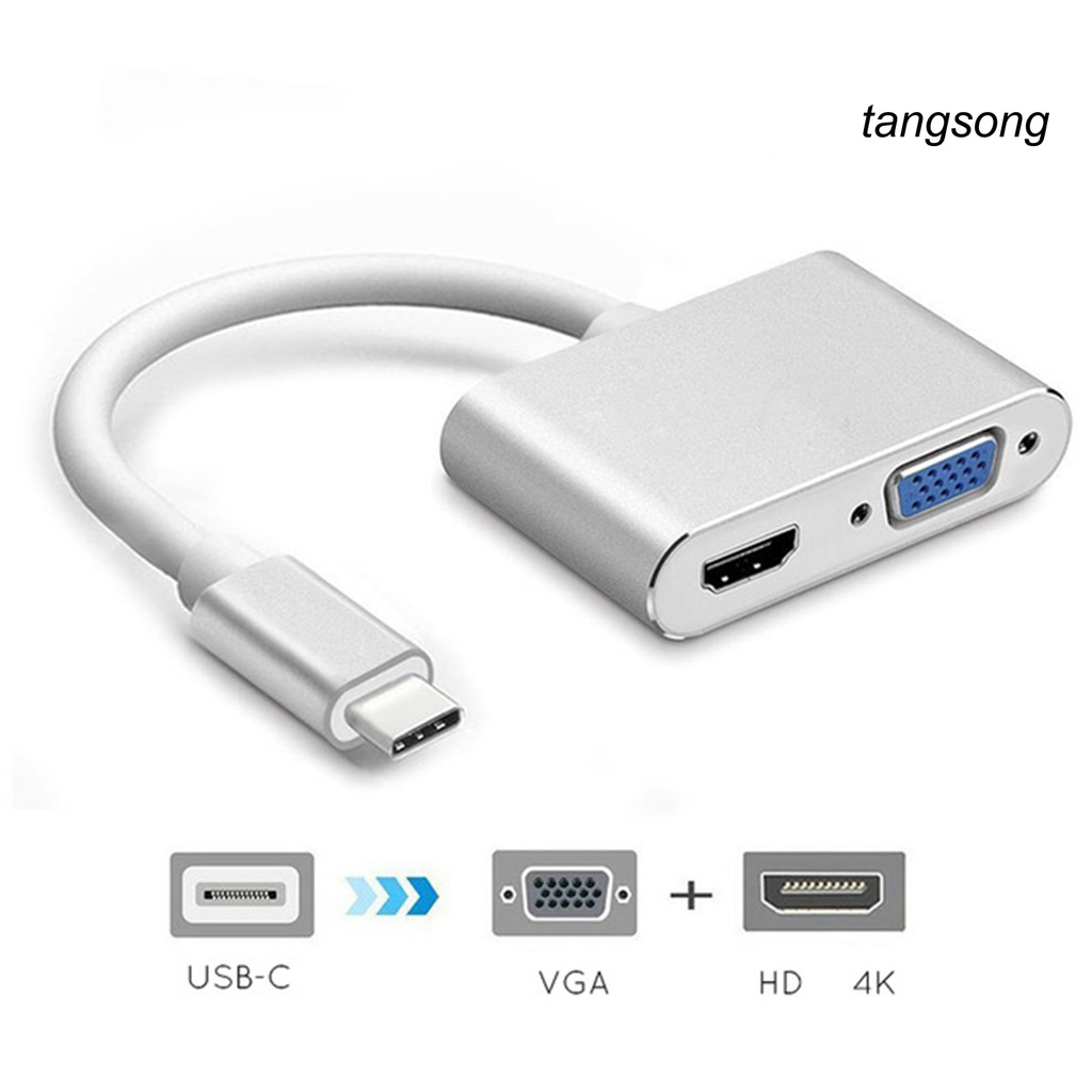 Đế Chuyển Đổi Usb C Sang Vga Hdmi-Compatible 2 Trong 1 Cho Máy Tính