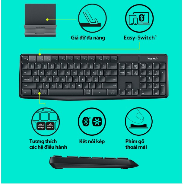 Bàn Phím Bluetooth & Wireless Không Dây Logitech K375s - Hàng Chính Hãng