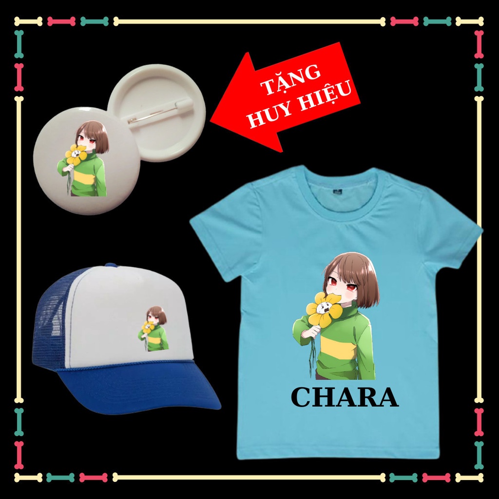 Combo áo Chara mũ lưỡi trai Chara xịn xò cho bé trai bé gái HUY HIỆU Chara