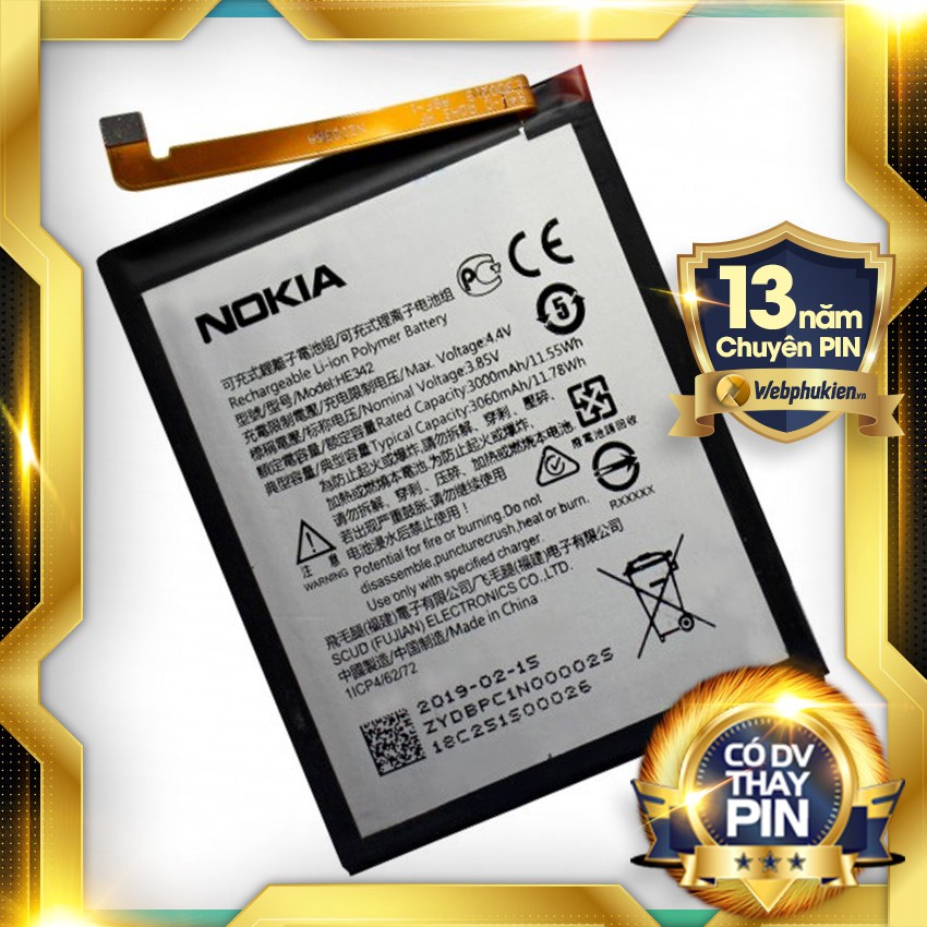 Pin cho Nokia 6.1 Plus (Nokia 5.1, Nokia X6, Nokia 7.1) HE342 - 3060mAh