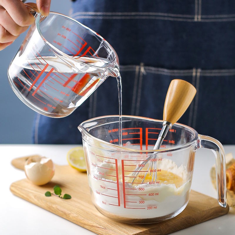 Ca trộn bột làm bánh thuỷ tinh có vạch đong tiện lợi