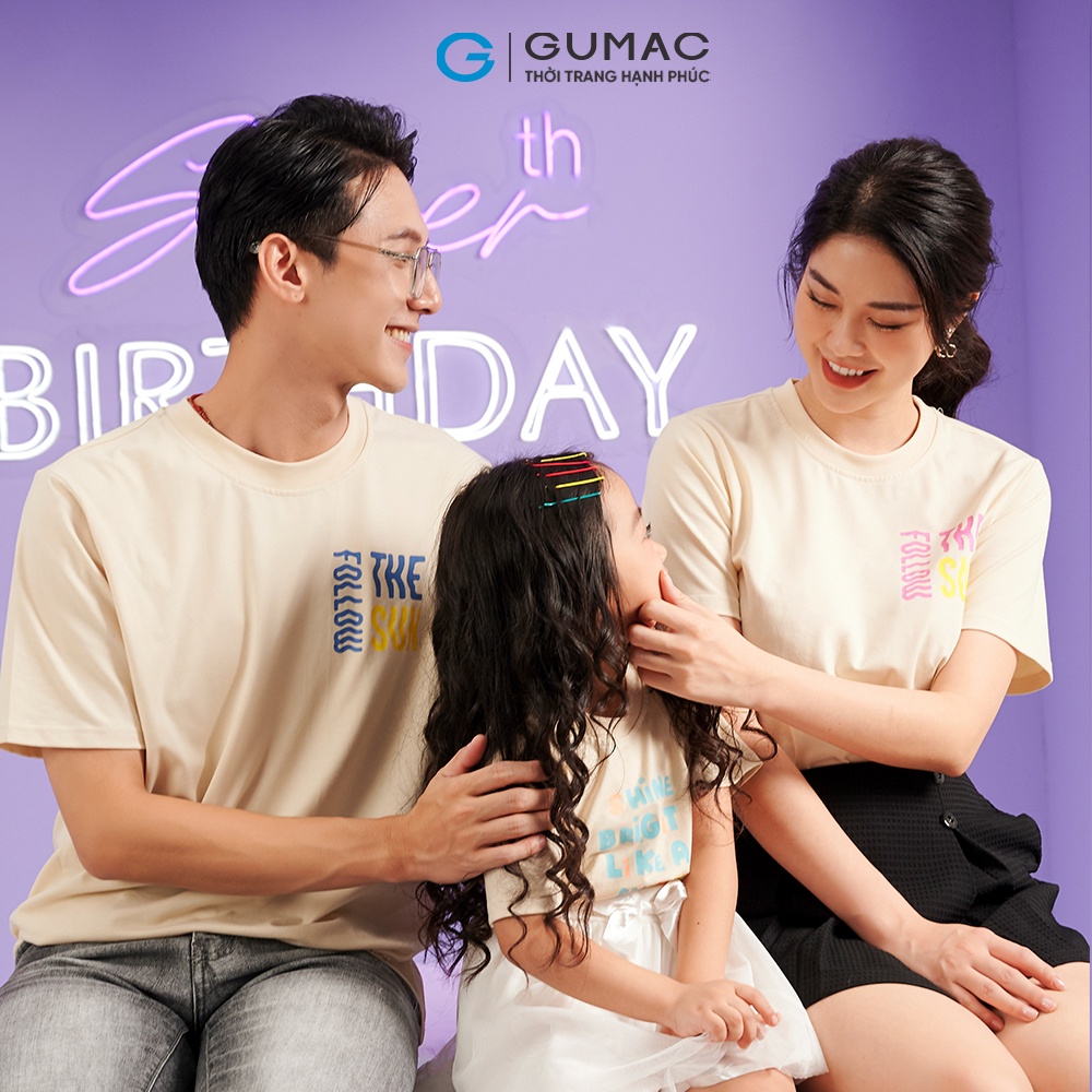 Áo Thun Bé Thời Trang Gumac ATKC08042 In Chữ Màu Trắng Be