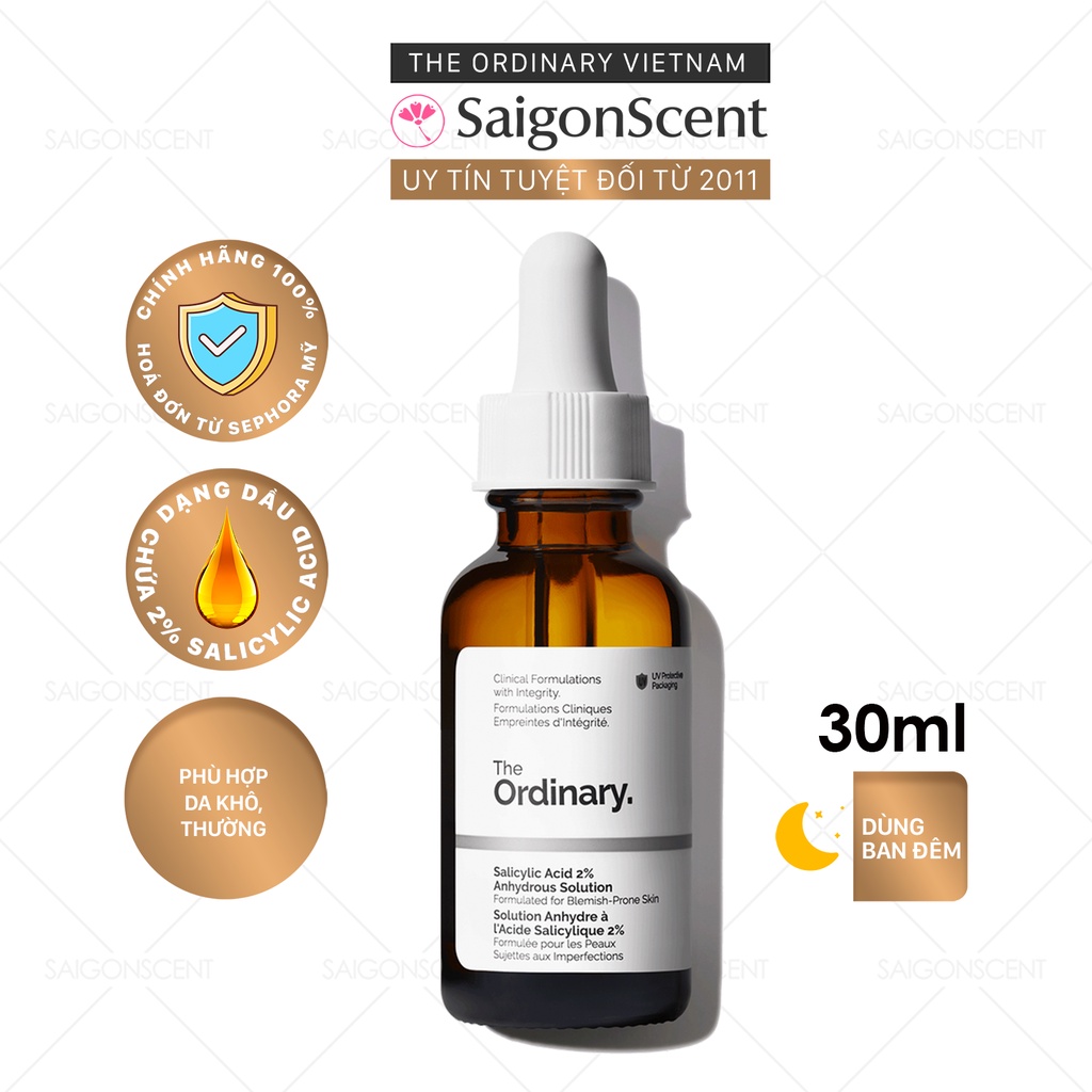 Tinh chất giảm mụn & lỗ chân lông The Ordinary / Salicylic Acid 2% Anhydrous Solution / 30mL