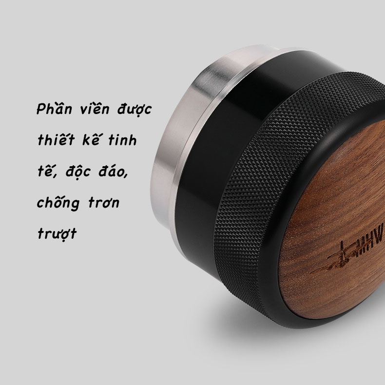Tamper OCD San Cà Phê Mặt Gỗ Walnut Viền Kim Loại 58.35mm MHW-3Bomber