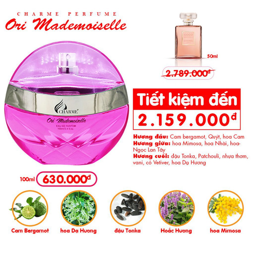 [FreeShip – Xả kho] NƯỚC HOA CHARME ORI MADMOISIELLE 100ML, NƯỚC HOA CHÍNH HÃNG CHO NỮ | BigBuy360 - bigbuy360.vn