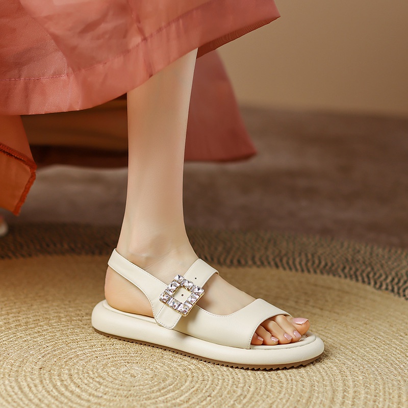 Giày xăng đan IELGY đính đá phong cách La Mã thời trang dành cho nữ