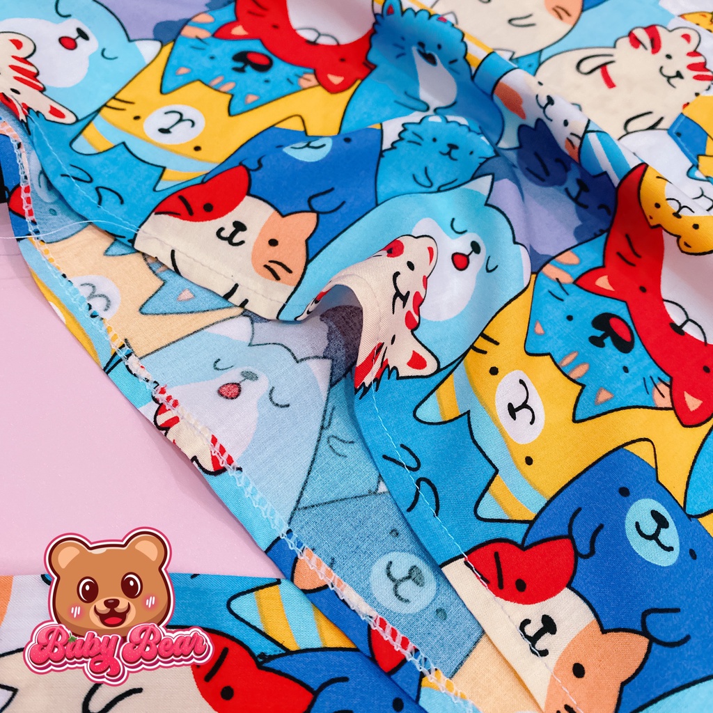 Bộ quần áo tole lanh dài tay bé trai chất mềm, mịn, mát size 8-50kg BabyBear