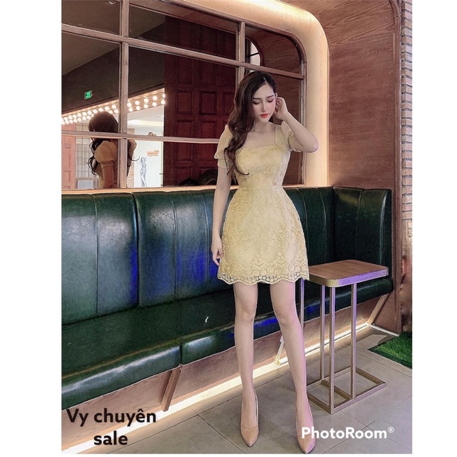 Đầm ren tay bồng