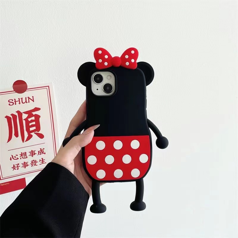 Ốp Điện Thoại Dẻo Họa Tiết Hoạt Hình Minnie Chấm Bi Kèm Vòng Đeo Tay Chống Rơi Cho iPhone 11 / 12 / 12PRO MAX / 13PRO MAX / XR / XS plus