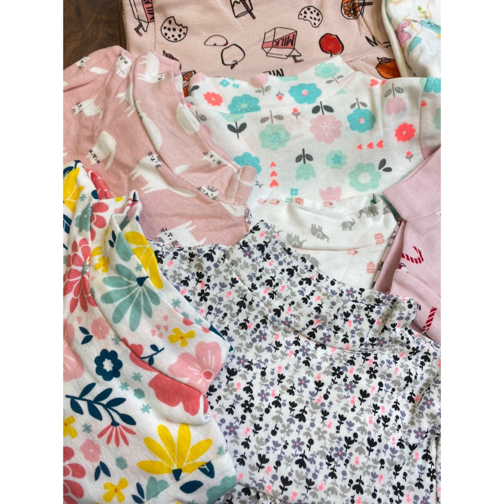 Bộ cotton bozip xuất cổ 3p dáng xòe cho bé gái XHN398