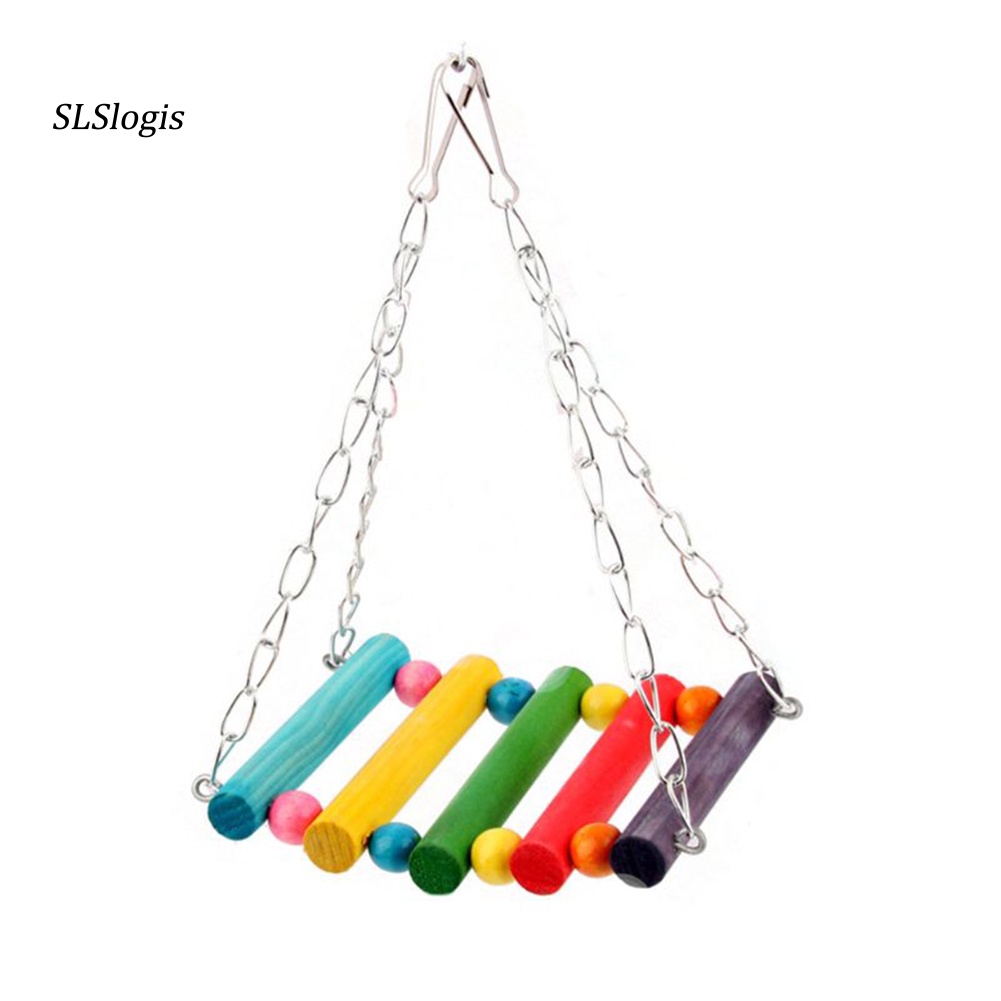 Set 3 Thang Leo Bằng Gỗ Nhiều Màu Sắc Dùng Làm Đồ Chơi Thú Vị Dành Cho Chim Vẹt / Chuột