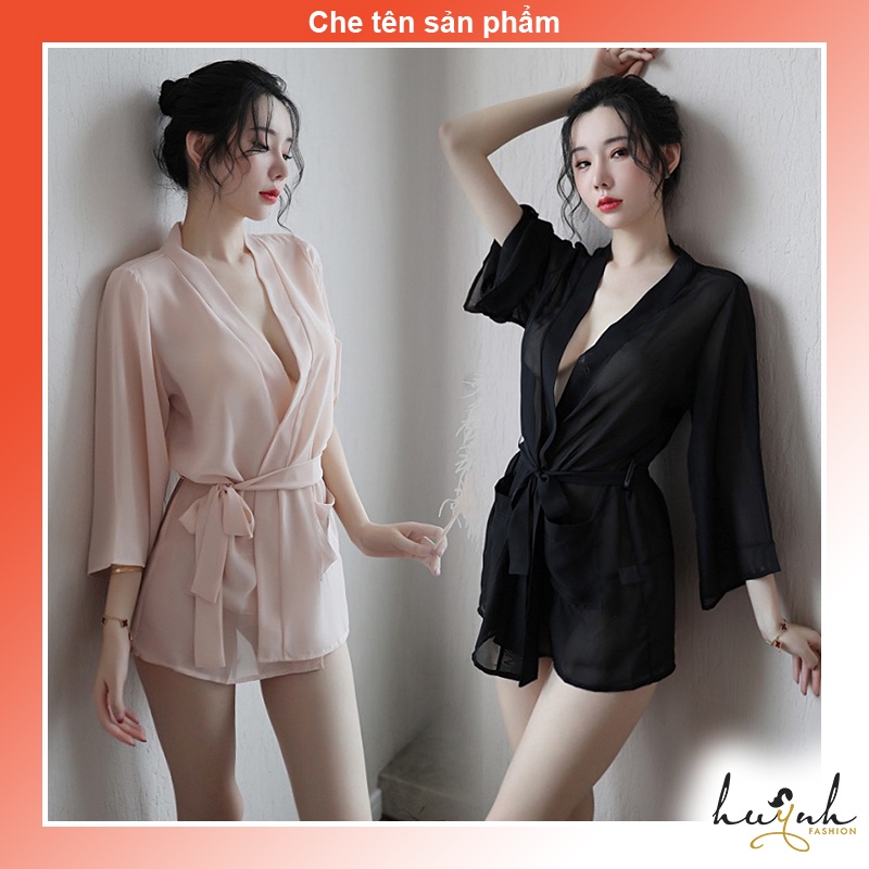 Áo Choàng Ngủ Voan Kiểu Kimono Xuyên Thấu Sexy - N30a